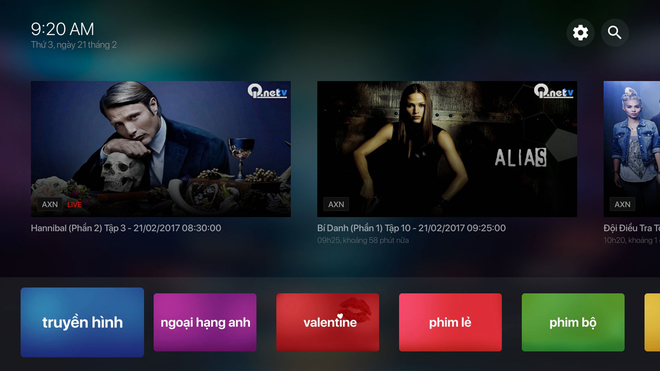Giao diện chính của tv box truyền hình cáp BoxOs 3